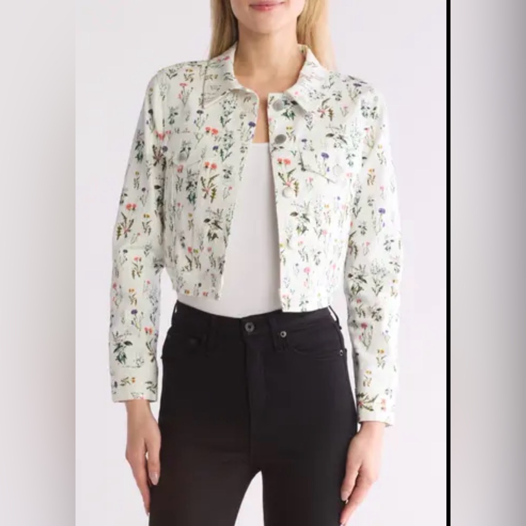 Alice + Olivia White Floral Jacket